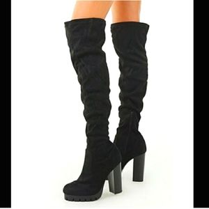 Faux Suede over the knee boots